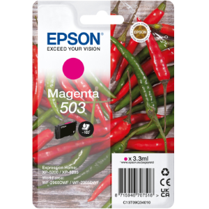 EPSON SUPPLIES Epson 503 - 3.3 ml - magenta - originale - blister con radiofrequenza / allarme acustico - cartuccia d'inchiostro - per Expression Home XP-5200, XP-5205, WorkForce WF-2960DWF, WF-2965DWF