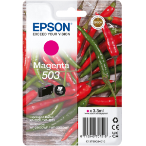 Epson 503 - 3.3 ml - magenta - originale - blister con radiofrequenza / allarme acustico - cartuccia d'inchiostro - per Expression Home XP-5200, XP-5205, WorkForce WF-2960DWF, WF-2965DWF