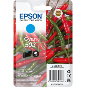 EPSON SUPPLIES Epson 503 Singlepack - 3.3 ml - ciano - originale - blister con radiofrequenza / allarme acustico - cartuccia d'inchiostro - per Expression Home XP-5200, XP-5205, WorkForce WF-2960DWF, WF-2965DWF