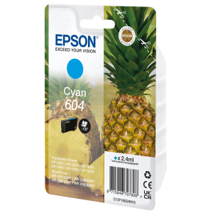 Epson 604 - 2.4 ml - ciano - originale - blister con radiofrequenza / allarme acustico - cartuccia d'inchiostro - per Expression Home XP-2200, 2205, 3200, 3205, 4200, 4205, WorkForce WF-2910, 2930, 2935, 2950