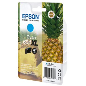 Epson 604XL - 4 ml - ciano - originale - blister con radiofrequenza / allarme acustico - cartuccia d'inchiostro - per Expression Home XP-2200, 2205, 3200, 3205, 4200, 4205, WorkForce WF-2910, 2930, 2935, 2950