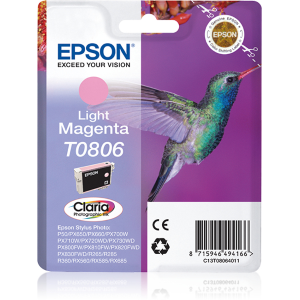 T0806 Cartuccia inchiostro magenta-chiaro EPSON Claria, nella nuova confezione blister RS (con dispositivi antitaccheggio AM+RF)
