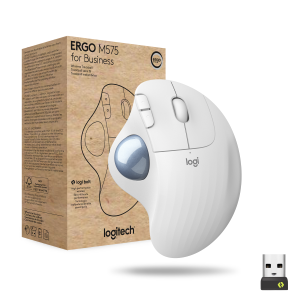 Logitech ERGO M575 for Business - Trackball - per destrorsi - ottica - 5 pulsanti - senza fili - Bluetooth - ricevitore USB Logitech Logi Bolt - Off-White