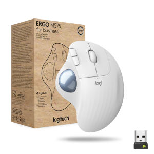 Logitech Ergo Series ERGO M575 for Business - Trackball - per destrorsi - ottica - 5 pulsanti - senza fili - Bluetooth - ricevitore USB Logitech Logi Bolt - Off-White