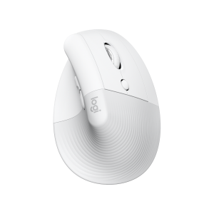 Logitech Lift for Mac - Mouse verticale - ergonomico - ottica - 6 pulsanti - senza fili - Bluetooth - ricevitore USB Logitech Logi Bolt - Off-White - per Apple MacBook