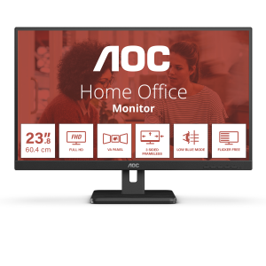 AOC Essential-line 24E3UM/BK - Monitor a LED - 24" - 1920 x 1080 Full HD (1080p) @ 75 Hz - VA - 300 cd/m² - 3000:1 - 4 ms - 2xHDMI, VGA, DisplayPort - altoparlanti - nero