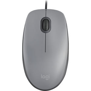 Logitech M110 Silent - Mouse - per destrorsi e per sinistrorsi - ottica - 3 pulsanti - cablato - USB-A - grigio medio
