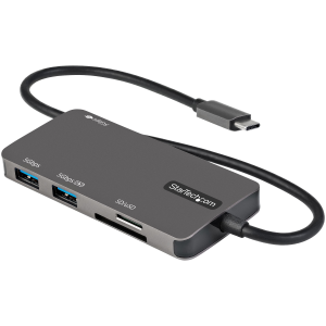 StarTech.com Adattatore multiporta USB C - Da USB-C a 4K HDMI, 100W Power Delivery Pass-through, slot SD/MicroSD, Hub USB 3.0 a 3 porte - USB Type-C Mini Dock - Cavo integrato da 30cm(DKT30CHSDPD) - Docking station - USB-C / Thunderbolt 3 - HDMI