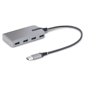 StarTech.com 4-Port USB Hub, USB 3.0 5Gbps, Bus Powered, USB-A to 4x USB-A Hub with Optional Auxiliary Power Input, Portable Desktop/Laptop USB Hub with 1ft (30cm) Attached Cable - USB Expansion Hub (5G4AB-USB-A-HUB) - Hub - 4 x USB 3.2 Gen 1 + 1 x m