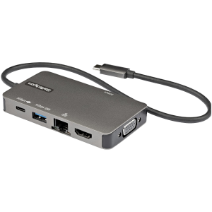 StarTech.com Adattatore multiporta USB-C a HDMI 4K 30 Hz o VGA 1080p - 100W Power Delivery - HUB USB a 3 porte - GbE - Cavo integrato da 12 cm (DKT30CHVPD2) - Docking station - USB-C - HDMI, VGA - 1GbE