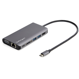 StarTech.com USB C Multiport Adapter, USB-C Mini Travel Dock with 4K HDMI or 1080p VGA, 3x USB 3.0 Hub, SD, GbE, Audio, 100W PD Pass-Through, Portable Docking Station for Laptop/Tablet - USB 3.0 Mini Dock - Docking station - USB-C - VGA, HDMI - 1GbE