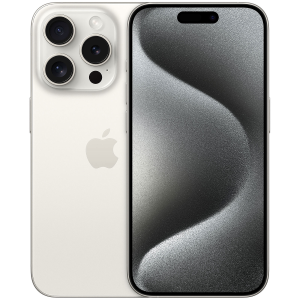 Apple iPhone 15 Pro - 5G smartphone - dual SIM /Memoria Interna 128 GB - display OLED - 6.1" - 2556 x 1179 pixel (120 Hz) - 3 x fotocamere posteriori 48 MP, 12 MP, 12 MP - front camera 12 MP - white titanium