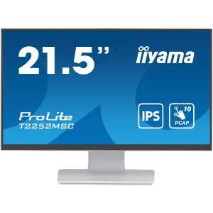 iiyama ProLite T2252MSC-W2 - Monitor a LED - 21.5" - touchscreen - 1920 x 1080 Full HD (1080p) - IPS - 250 cd/m? - 1000:1 - 5 ms - HDMI, DisplayPort - altoparlanti - bianco, opaco