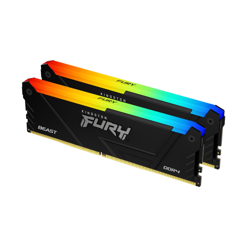 Kingston FURY Beast RGB - DDR4 - kit - 16 GB: 2 x 8 GB - DIMM 288-PIN - 3600 MT/s / PC4-28800 - CL17 - 1.35 V - senza buffer - non ECC - nero