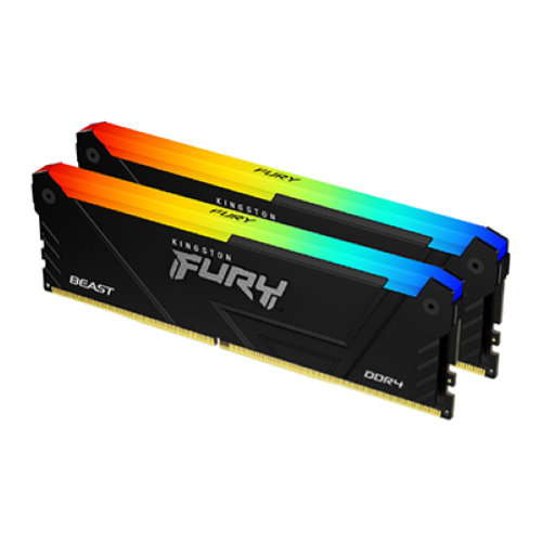 Kingston FURY Beast RGB - DDR4 - kit - 32 GB: 2 x 32 GB - DIMM 288-PIN - 3600 MT/s / PC4-28800 - CL18 - 1.35 V - senza buffer - non ECC - nero