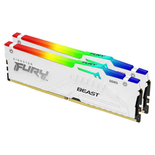 Kingston FURY Beast RGB - DDR5 - kit - 32 GB: 2 x 16 GB - DIMM 288-PIN - 5600 MT/s / PC5-44800 - CL36 - 1.25 V - senza buffer - on-die ECC - bianco