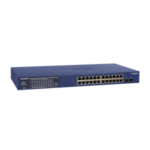 NETGEAR Smart GS724TP - Switch - L3 Lite - intelligente - 24 x 10/100/1000 (PoE+) + 2 x Gigabit SFP - desktop, montabile su rack - PoE+ (190 W)