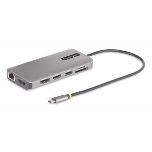 StarTech.com USB-C Triple-Monitor Multiport Adapter, HDMI/DP/Card Reader - Docking station - USB-C 3.2 Gen 1 / Thunderbolt 3 / Thunderbolt 4 - HDMI, 2 x DP - 1GbE