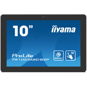 iiyama ProLite TW1023ASC-B2P - Monitor a LED - 10.1" - fisso - touchscreen - 1280 x 800 WXGA @ 60 Hz - IPS - 450 cd/m² - 1000:1 - 25 ms - HDMI - altoparlanti - lunetta di colore nero con finitura opaca