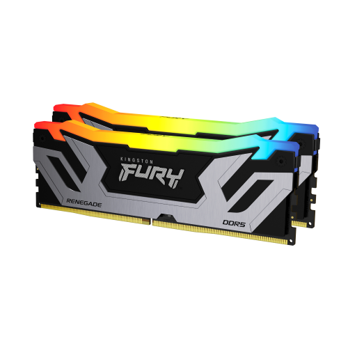 Kingston FURY Renegade RGB - DDR5 - kit - 48 GB: 2 x 24 GB - DIMM 288-PIN - 4200 MT/s / PC5-67200 - CL40 - 1.45 V - senza buffer - on-die ECC - nero e argento