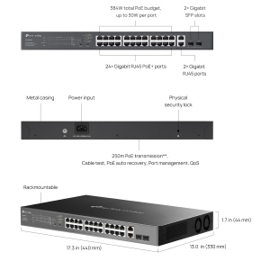 TP-LINK SWITCH 28P GB EASY MANAGED OMADA 24P POE+ 24XGB POE+ OMADA SDN CNTRL