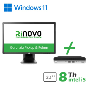 RINOVO ULTRA MINI PC DM HP 600-800 G4/G5 I5-8X00T 8GB 256SSD W11P RN65522115 + MONITOR HP 23" RNE23I