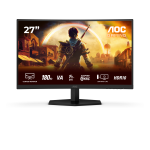AOC Gaming C27G42E - Monitor a LED - gaming - curvato - 27" - 1920 x 1080 Full HD (1080p) @ 180 Hz - Fast VA - 300 cd/m? - 3000:1 - HDR10 - 0.5 ms - 2xHDMI, DisplayPort - altoparlanti - nero, rosso