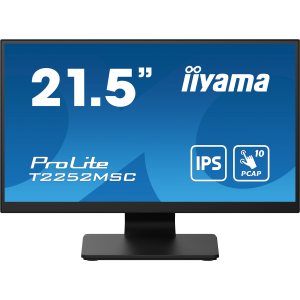 iiyama ProLite T2252MSC-B2AG - Monitor a LED - 22" (21.5" visualizzabile) - touchscreen - 1920 x 1080 Full HD (1080p) @ 60 Hz - IPS - 250 cd/m? - 1000:1 - 5 ms - HDMI, DisplayPort - altoparlanti - nero, finitura opaca