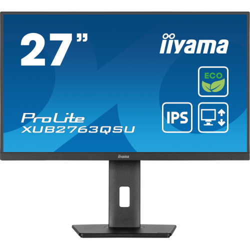 iiyama ProLite XUB2763QSU-B1 - Monitor a LED - 27" - 2560 x 1440 QHD @ 100 Hz - IPS - 350 cd/m? - 1500:1 - 2 ms - HDMI, DisplayPort - altoparlanti - nero, opaco