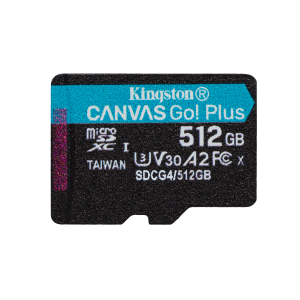 Kingston Canvas Go! Plus - Scheda di memoria flash - 512 GB - A2 / Video Class V30 / UHS-I U3 / Class10 - UHS-I microSDXC