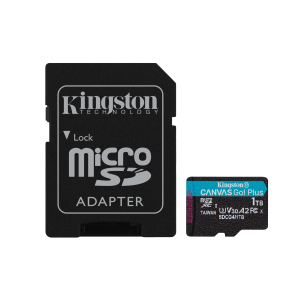 Kingston Canvas Go! Plus - Scheda di memoria flash (adattatore da microSDXC a SD in dotazione) - 1 TB - A2 / Video Class V30 / UHS-I U3 / Class10 - UHS-I microSDXC