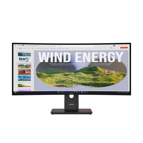 Lenovo ThinkVision T34WD-40 - Monitor a LED - curvato - 34" - 3440 x 1440 UWQHD @ 120 Hz - VA - 300 cd/m? - 3000:1 - HDR10 - 4 ms - HDMI, DisplayPort, USB-C - nero eclisse