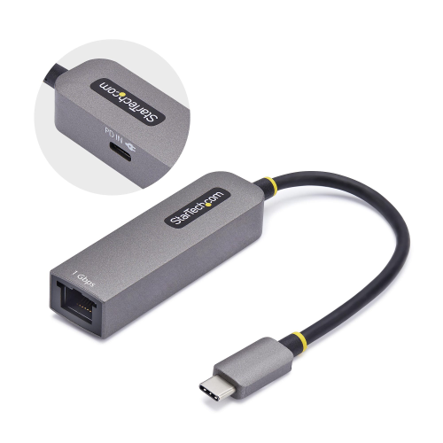 Startech USB-C to Ethernet Adapter, NIC, 1Gbps - Adattatore di rete - USB-C 3.2 Gen 1 - Gigabit Ethernet + USB-C 3.2 Gen 1 - grigio spazio