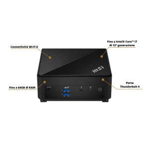 MSI MICROSTAR PC MSI CUBI 5 I5 8G 512G BK FREEDOS I5-1235U SSD M.2+2,5 BLACK FREEDOS