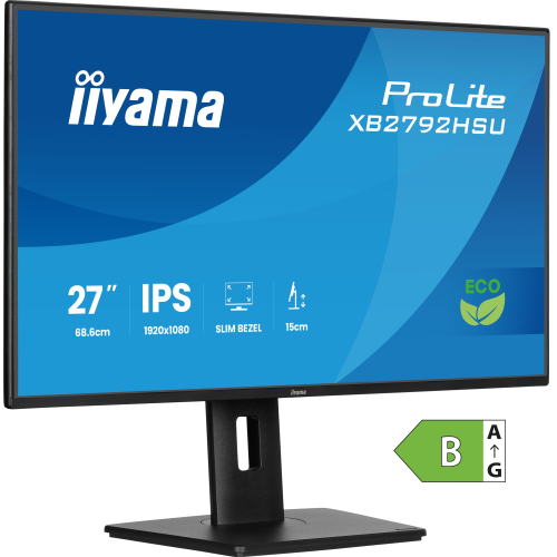 iiyama ProLite XB2792HSU-B1 - Monitor a LED - 27" - 1920 x 1080 Full HD (1080p) @ 120 Hz - IPS - 300 cd/m? - 1500:1 - 3 ms - HDMI, DisplayPort - altoparlanti - nero, opaco