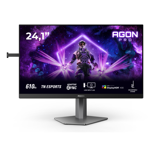 AOC AGON PRO AG246FK6 - AG6 Series - monitor a LED - gaming - 24" - 1920 x 1080 Full HD (1080p) @ 600 Hz - Ultra-Fast TN eSports - 500 cd/m? - 1000:1 - DisplayHDR 400 - 0.5 ms - 2xHDMI, DisplayPort - nero