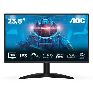AOC 24B36X - Monitor a LED - 24" (23.8" visualizzabile) - 1920 x 1080 Full HD (1080p) @ 144 kHz - IPS - 1500:1 - HDR10 - 0.5 ms - HDMI, DisplayPort - nero