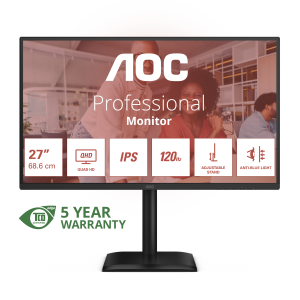 AOC Monitor a LED 27" 2560 x 1440 QHD @ 120 Hz IPS 350 cd/m? 1500:1 4 ms USB, HDMI, DisplayPort altoparlanti nero