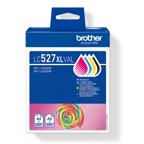 Brother LC527XL Value Pack - Confezione da 4 - Alta resa - nero, giallo, ciano, magenta - originale - confezione da appendere - cartuccia d'inchiostro - per Brother MFC-J4350DW, MFC-J4550DW, MFC-J6760DW