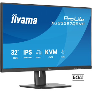 iiyama ProLite XUB3297QSNP-B1 - Monitor a LED - 32" (31.5" visualizzabile) - 2560 x 1440 QHD @ 100 Hz - IPS - 350 cd/m? - 1000:1 - 1 ms - HDMI, DisplayPort, USB-C - altoparlanti - nero, opaco