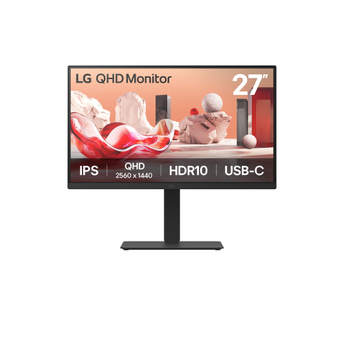 LG ELECTRONICS LG 27BA75QB-B - Monitor a LED - 27" - 2560 x 1440 QHD @ 100 Hz - IPS - 350 cd/m? - 1000:1 - HDR10 - 5 ms - HDMI, DisplayPort, USB-C - altoparlanti - nero
