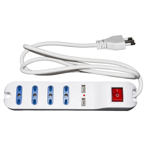 LINK MULTIPRESA 4 PRESE UNIVERSALI ITA 10/16 A - SPINA 16 A CON INTERRUTTORE CON 2 PRESE USB