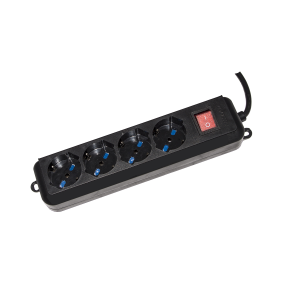 LINK MULTIPRESA 4 PRESE UNIVERSALI ITA/SCHUKO 10/16 A - SPINA 16 A CON INTERRUTTORE COLORE NERO