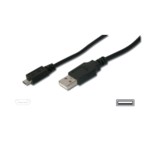 CAVO USB TIPO -A- TO MICRO -B- 2.0MT M-M NERO AK-300110-018-S