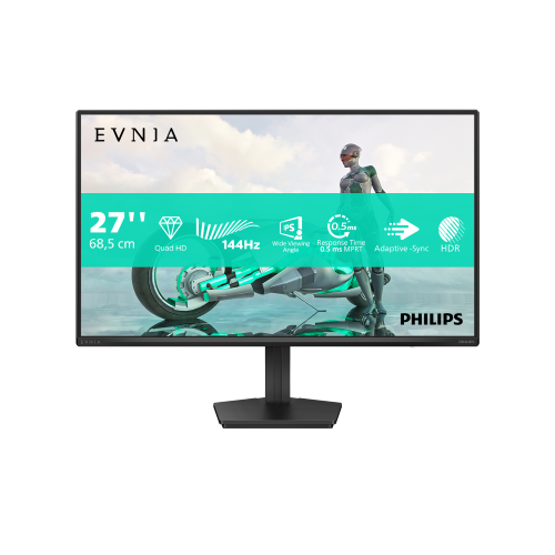 Philips Evnia 3000 27M2N3500NF - Monitor a LED - gaming - 27" - 2560 x 1440 QHD @ 144 Hz - IPS - 1500:1 - HDR10 - 0.5 ms - HDMI, DisplayPort - carbone