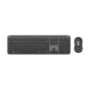 Logitech Signature Slim Combo MK950 - Set mouse e tastiera - 100% - full size - senza fili - Bluetooth 5.1 LE - QWERTY - italiana - grafite