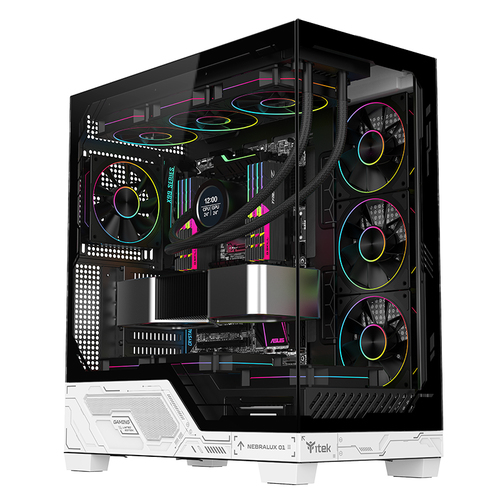 CABINET ITEK NEBRALUX 01 - GAMING? TOWER, ATX, 4X12CM ARGB FAN,? 2XUSB3, TYPE-C, TEMP GLASS SIDE, BLACK/WHITE, (ITGCANL01)