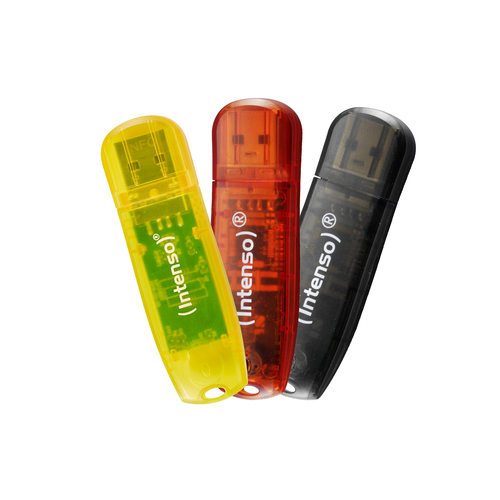 INTENSO PEN DISK RAINBOW LINE 32GB USB 2.0 CONFEZIONE DA 3 PEZZI (ARANCIONE-ROSSA-NERA)