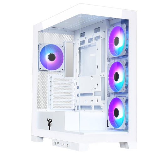CABINET ITEK SHOWBUI 45W - GAMING TOWER, ATX, 4X12CM ARGB, 2XUSB3, TYPE-C, SIDE+FRONT PANEL TEMP GLASS, WHITE (ITGCASB45W)