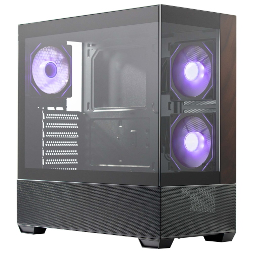 Cooler Master Elite 690 Wood Black, mid tower, supporto MB ATX/mATX/mITX, "fishtank", pannello legno